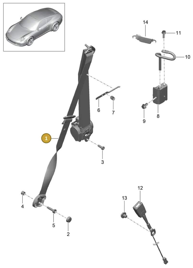 99180303304M2A — Porsche 991 Carrera 4 (2011-2016) diagram p38812000, position 1