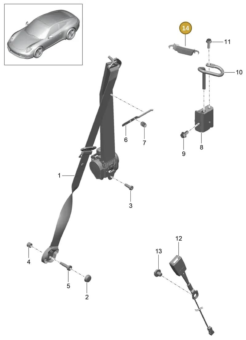 99180383501 — Porsche 991 Carrera 4 (2011-2016) diagram p38812000, position 14