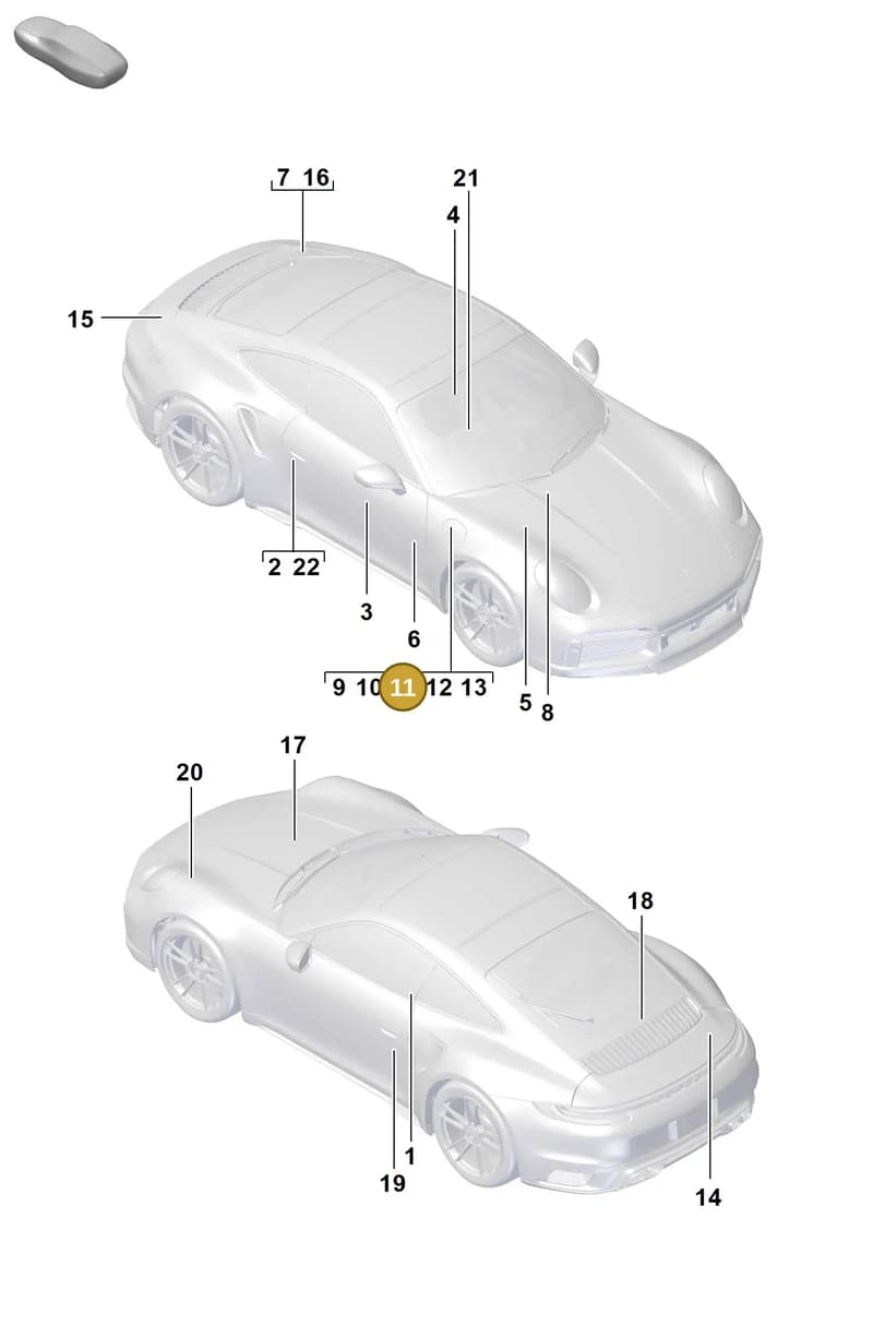 992010001A — Porsche 911 (2020-2022) diagram p57003000, position 11