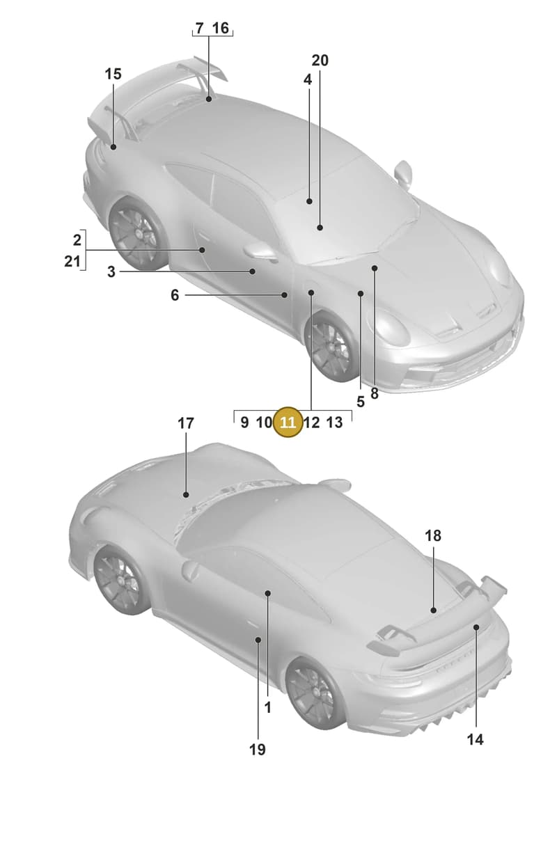 992010001 — Porsche 911 (2021-2022) diagram p59003000, position 11