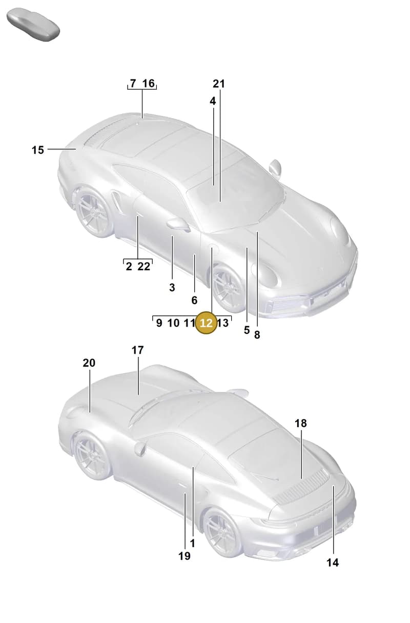 992010013A — Porsche 911 (2020-2022) diagram p57003000, position 12