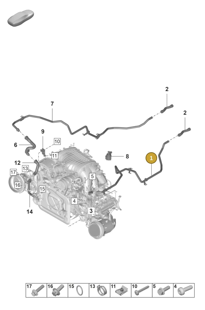 992121050A — Porsche 911 (2021-2022) diagram p59105500, position 1