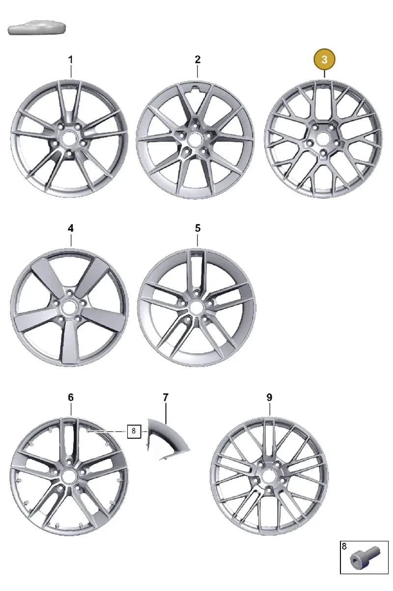 992601025BLII0 — Porsche 911 (2024-2025) diagram p63601000, position 3