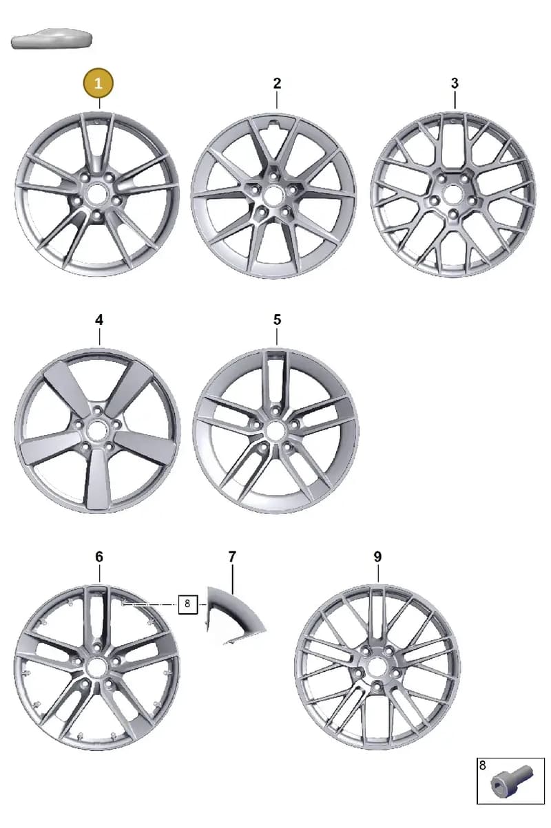 992601025GC8Z8 — Porsche 911 (2024-2025) diagram p63601000, position 1