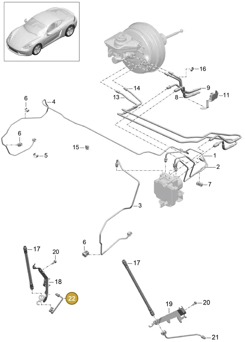992611772E — Porsche Cayman (2016-2019) diagram p50604010, position 22