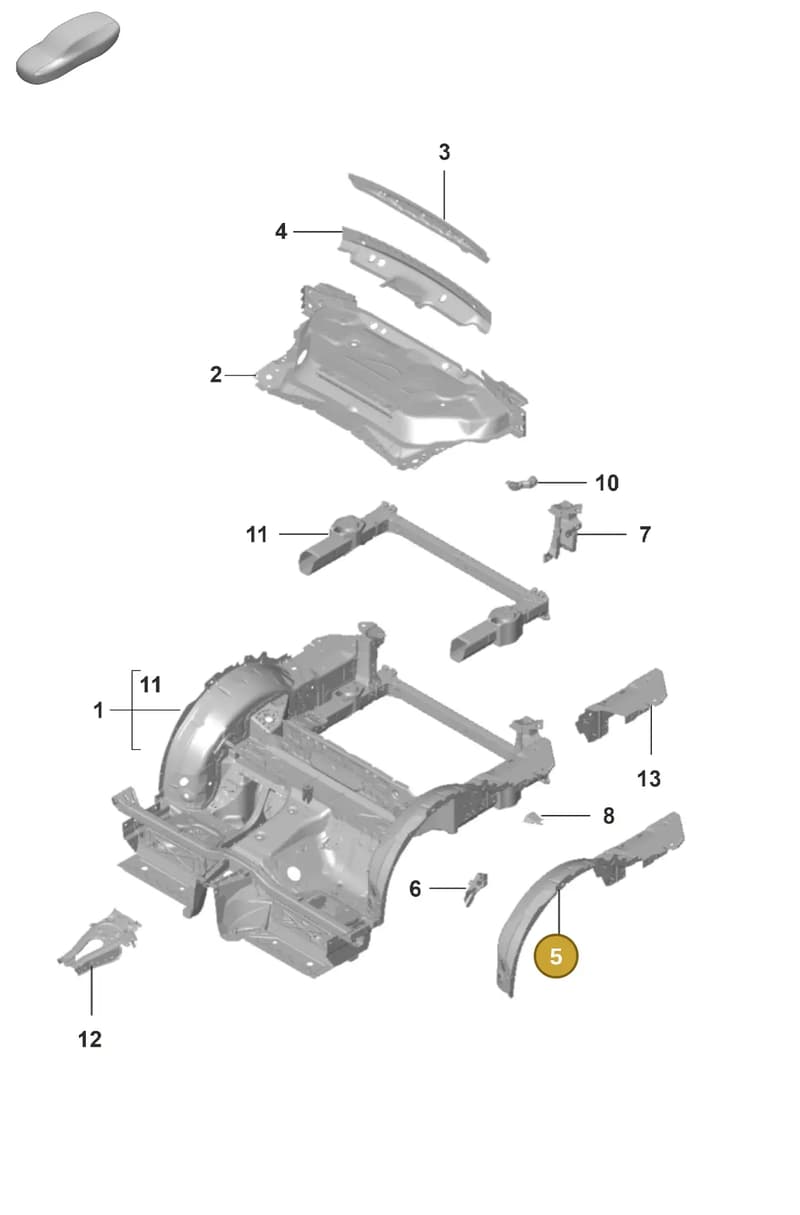 992801202AYGRV — Porsche 911 (2018-2024) diagram p53801320, position 5