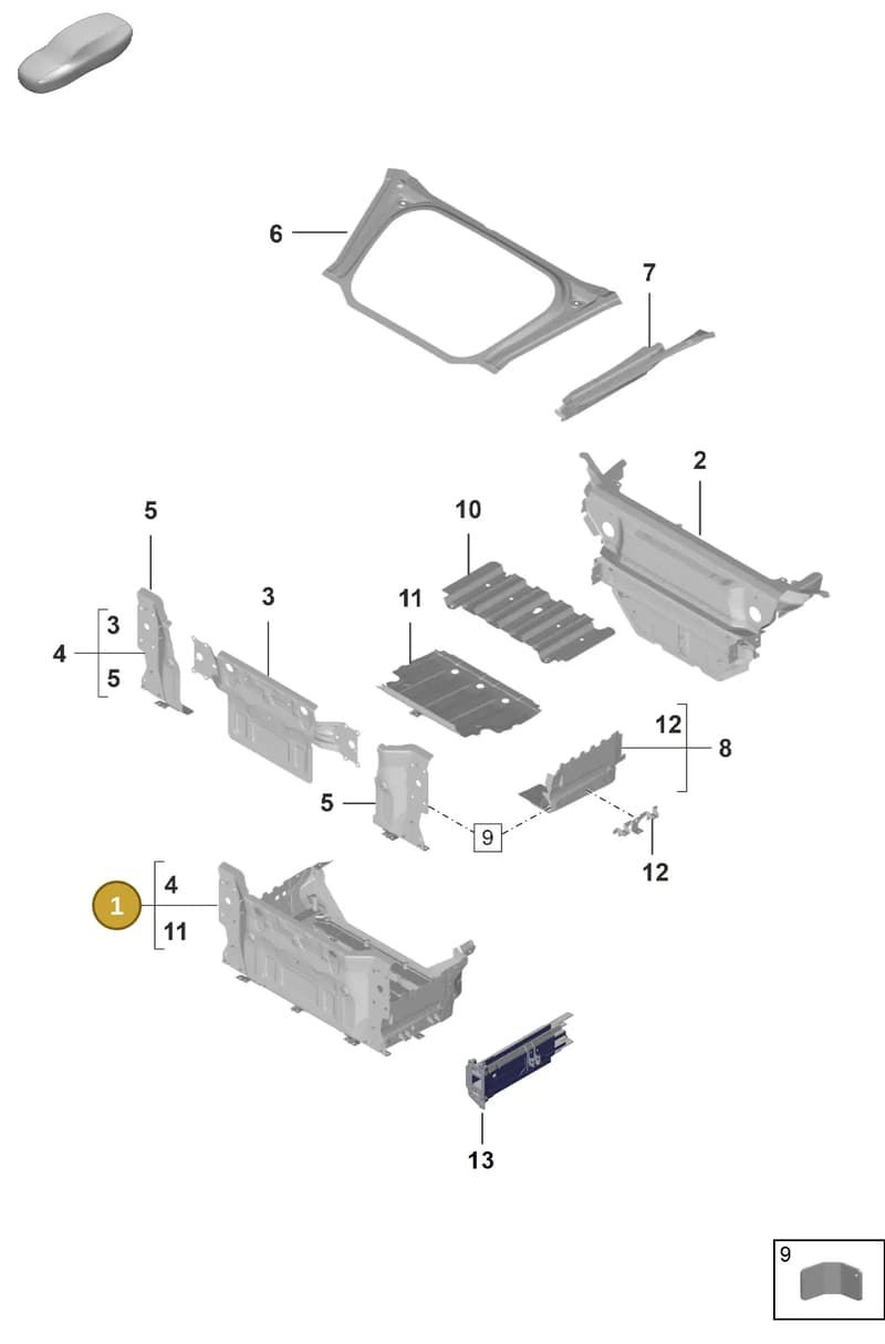 992803201YGRV — Porsche GT3 RS (2021-) diagram p59801100, position 1
