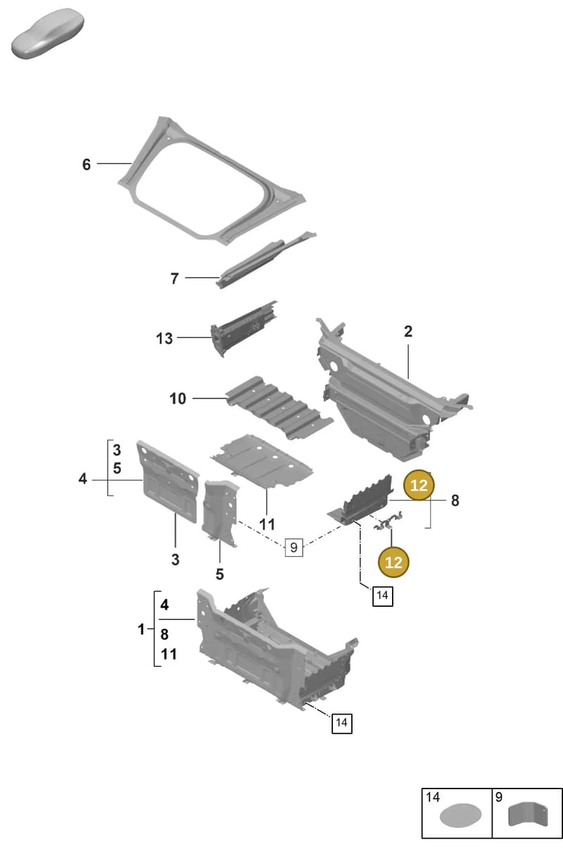 992805733YGRV — Porsche 911 (2018-2024) diagram p53801100, position 12