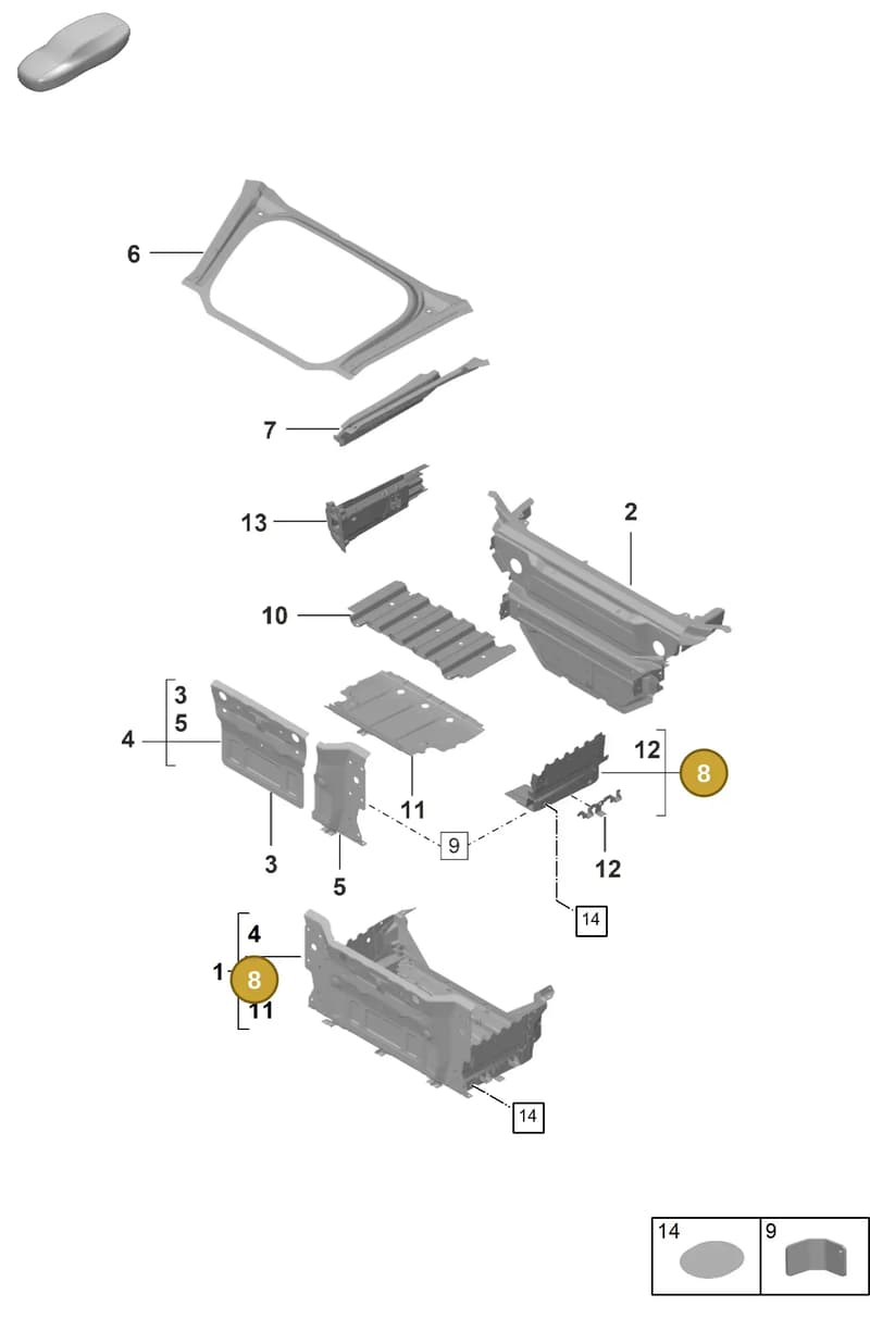 992806076BYGRV — Porsche 992 Sport Classic (2020-) diagram p53801100, position 8