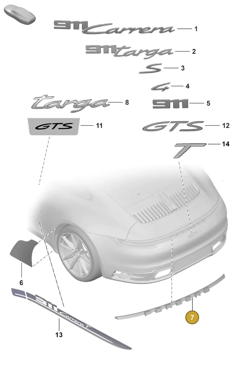 992807659HM7S — Porsche 911 (2018-2024) diagram p53810000, position 7