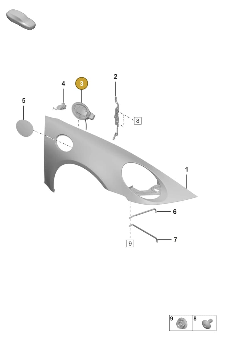 992809857A — Porsche 911 (2020-2022) diagram p53801400, position 3