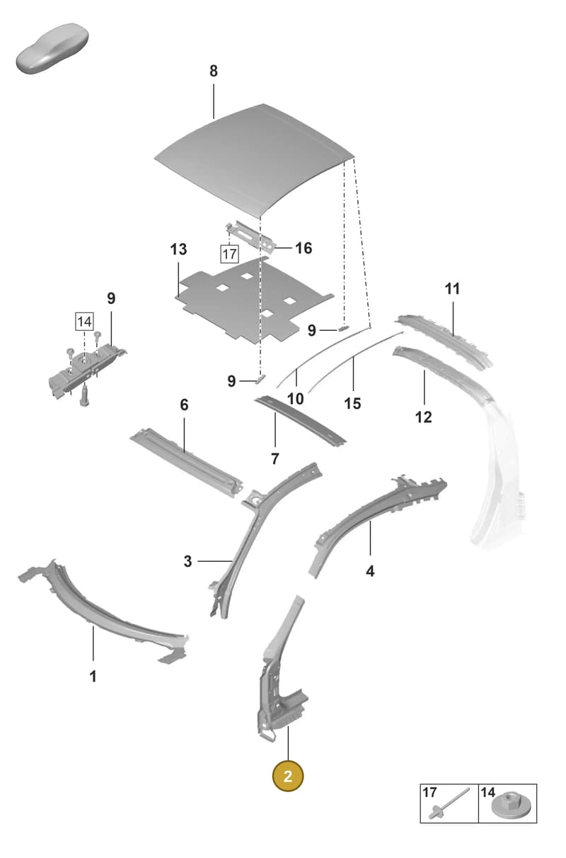992810184YGRV — Porsche 911 (2018-2024) diagram p53801450, position 2