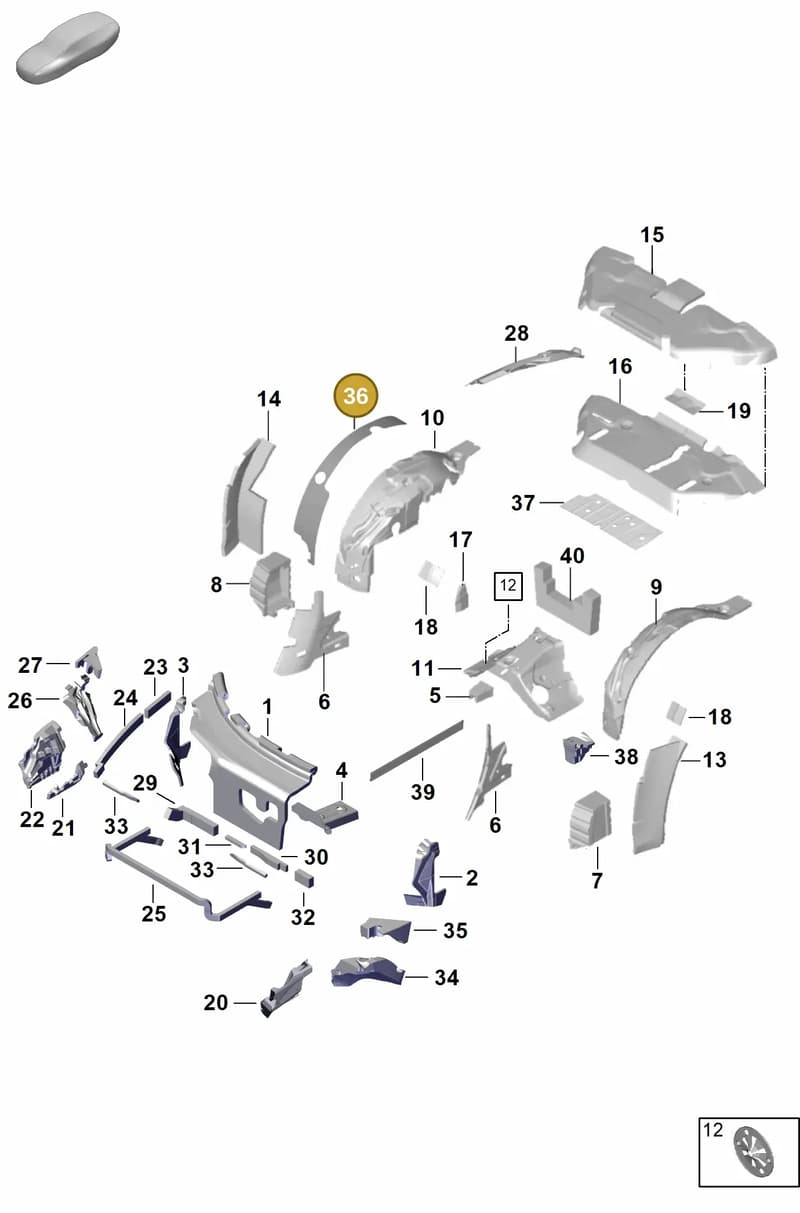 992810321A — Porsche 911 (2024-2025) diagram p63807450, position 36