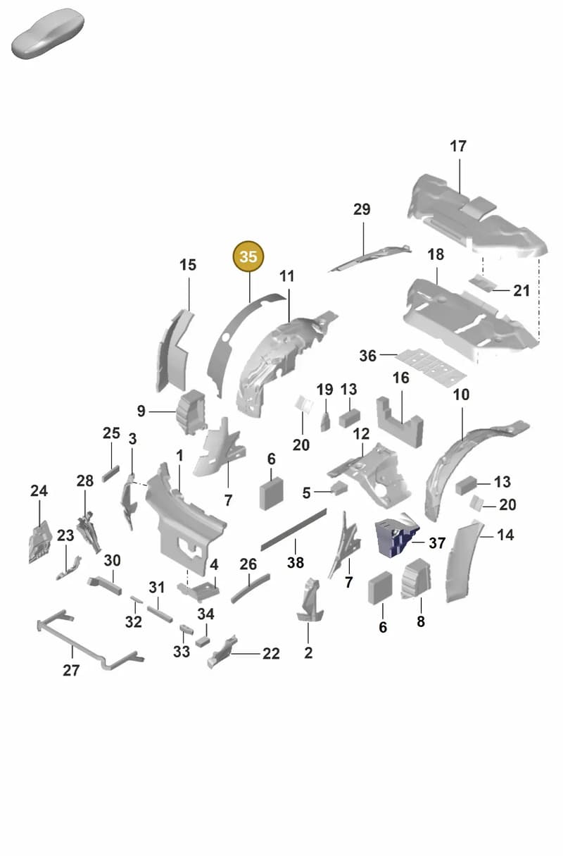 992810322A — Porsche 911 (2018-2024) diagram p53807810, position 35