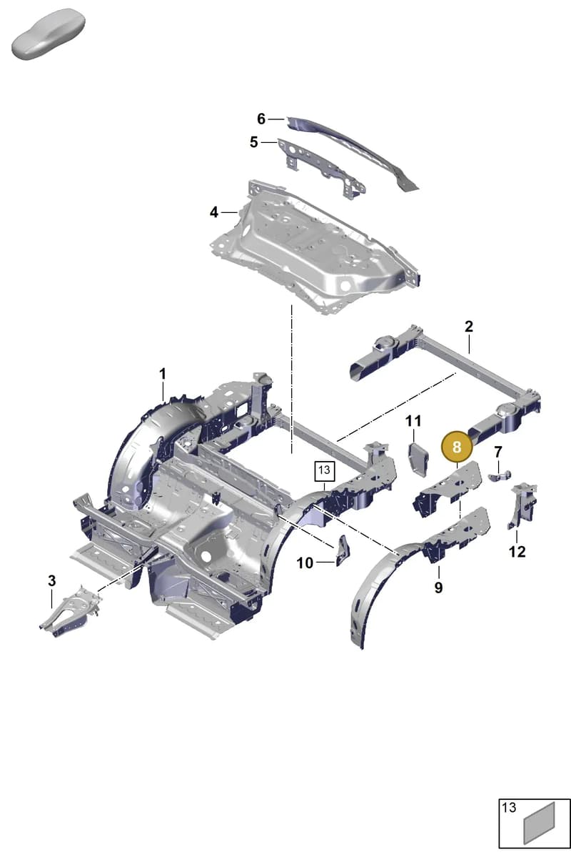 992813099BYGRV — Porsche 992 Carrera Coupe (2024-) diagram p63801300, position 8