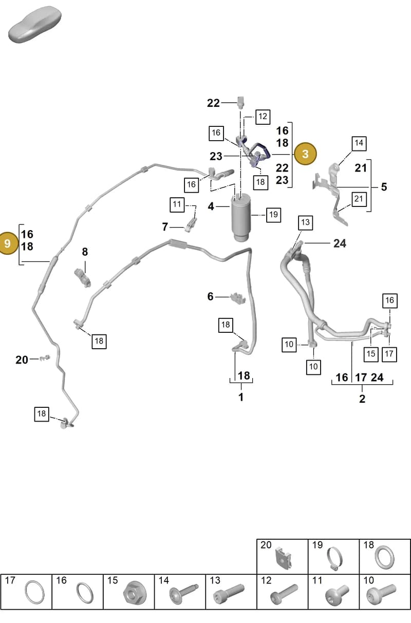 992816532B — Porsche 911 (2024-2025) diagram p63814550, position 3+9