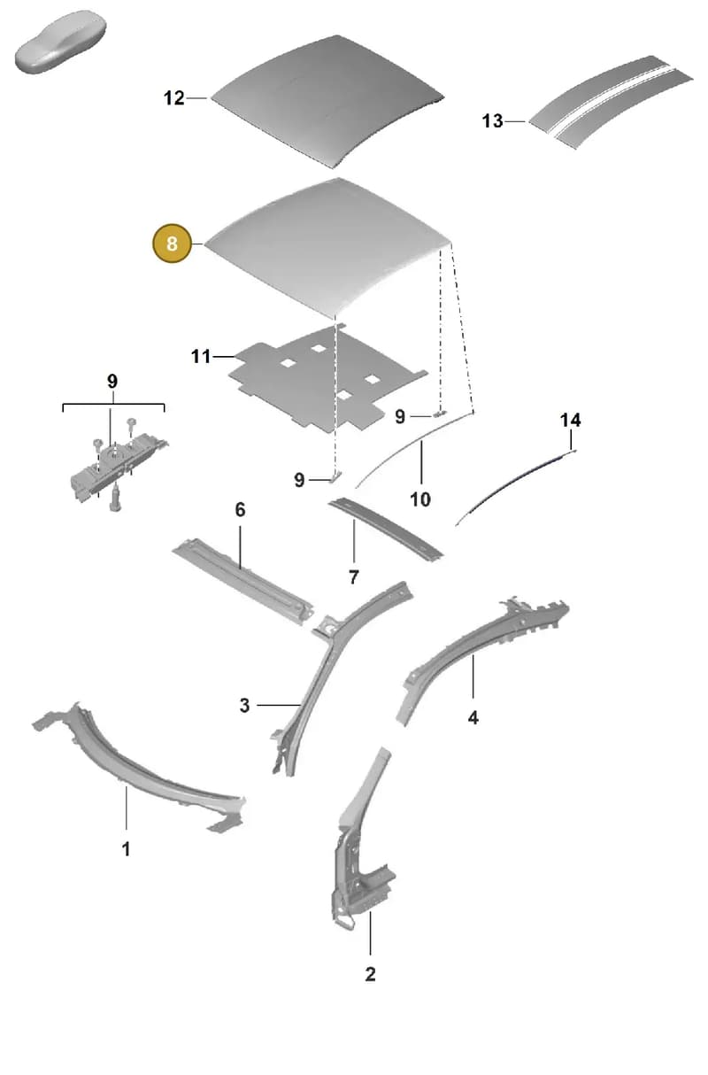 992817017YGRV — Porsche 992 Sport Classic (2020-) diagram p57801450, position 8