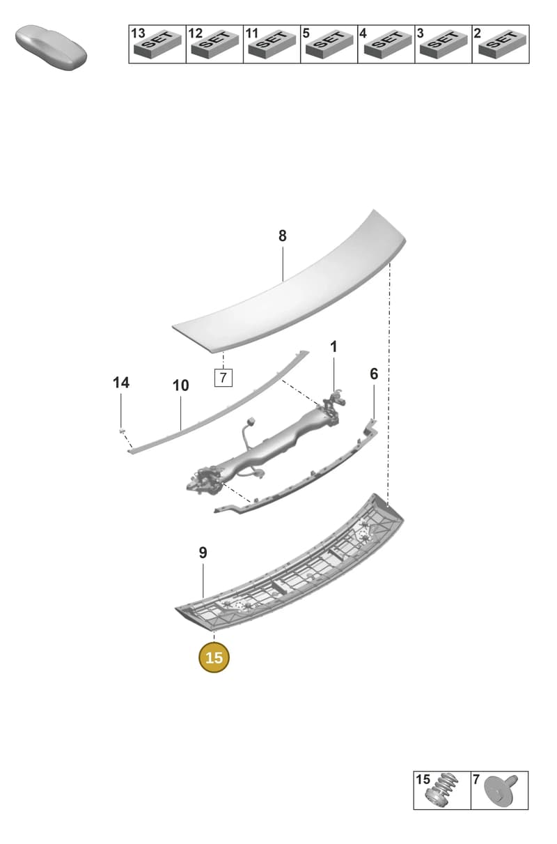 992827500 — Porsche Taycan Sport Turismo (2019-2024) diagram p56803150, position 15
