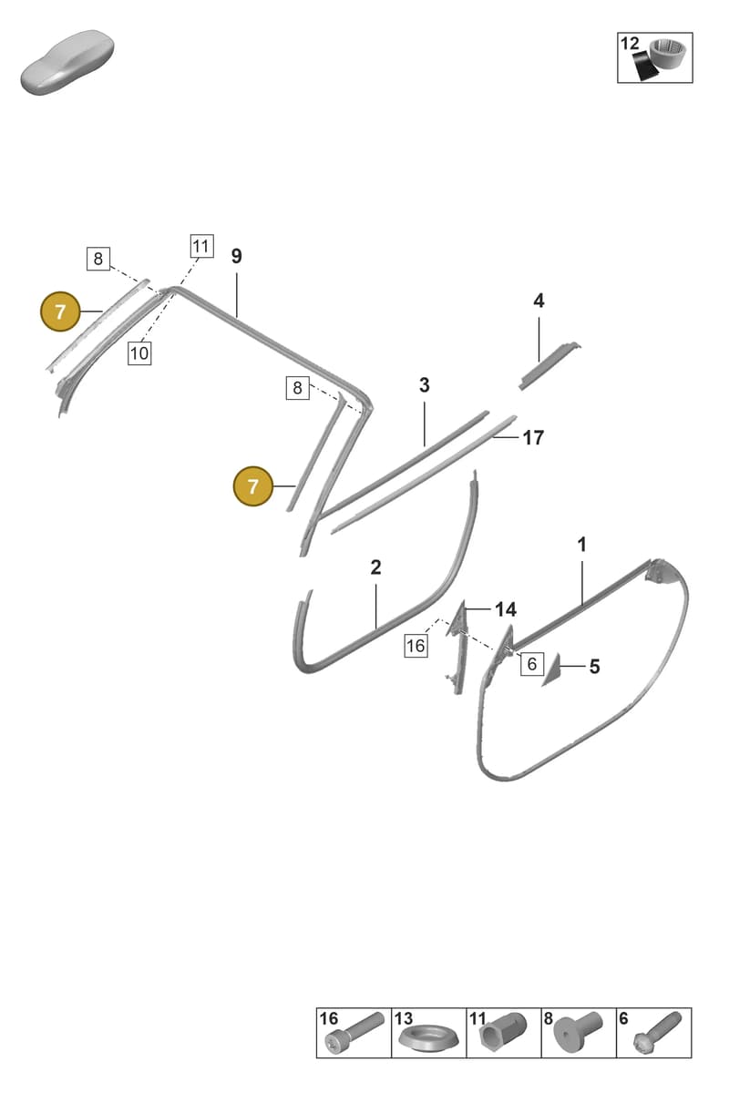 992853327A — Porsche 911 (2024-2025) diagram p53804150, position 7