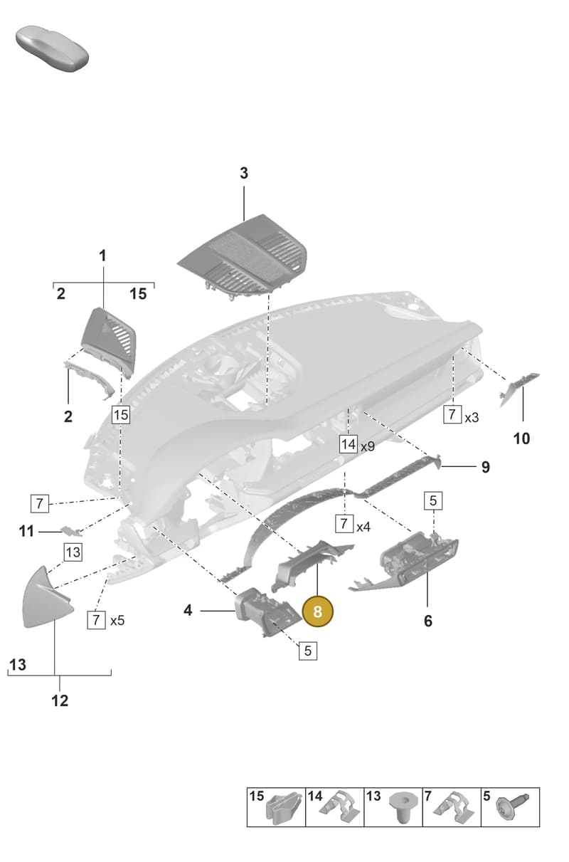992857053A5Q0 — Porsche GT3 RS (2021-) diagram p53809050, position 8