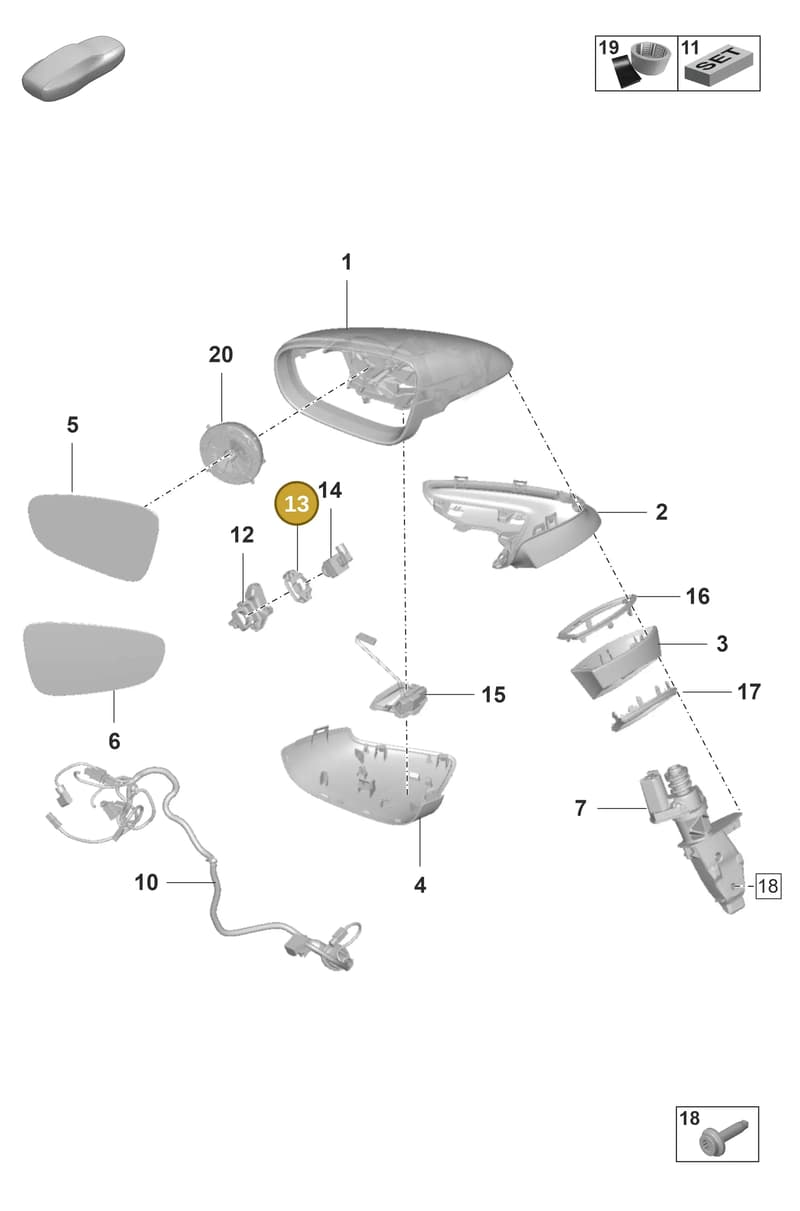 992857155A — Porsche 911 (2020-2022) diagram p53809500, position 13
