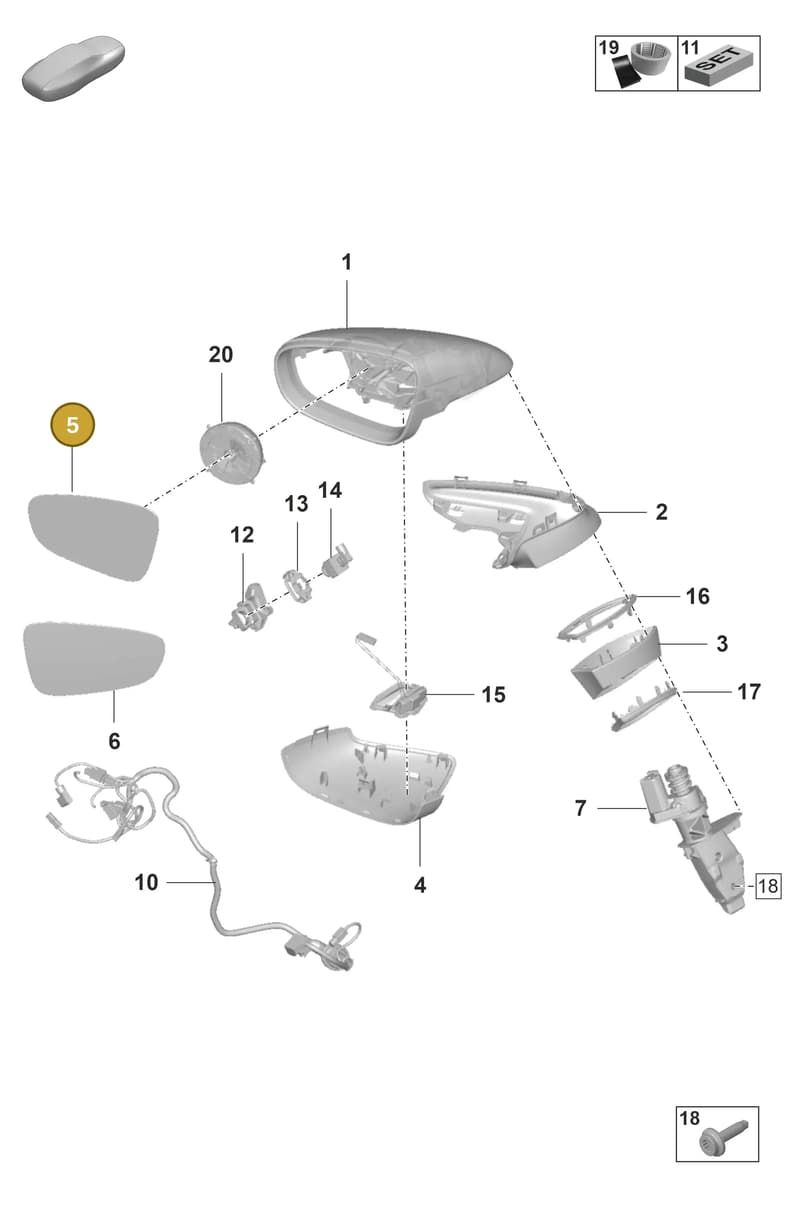992857521F — Porsche 911 (2018-2024) diagram p53809500, position 5