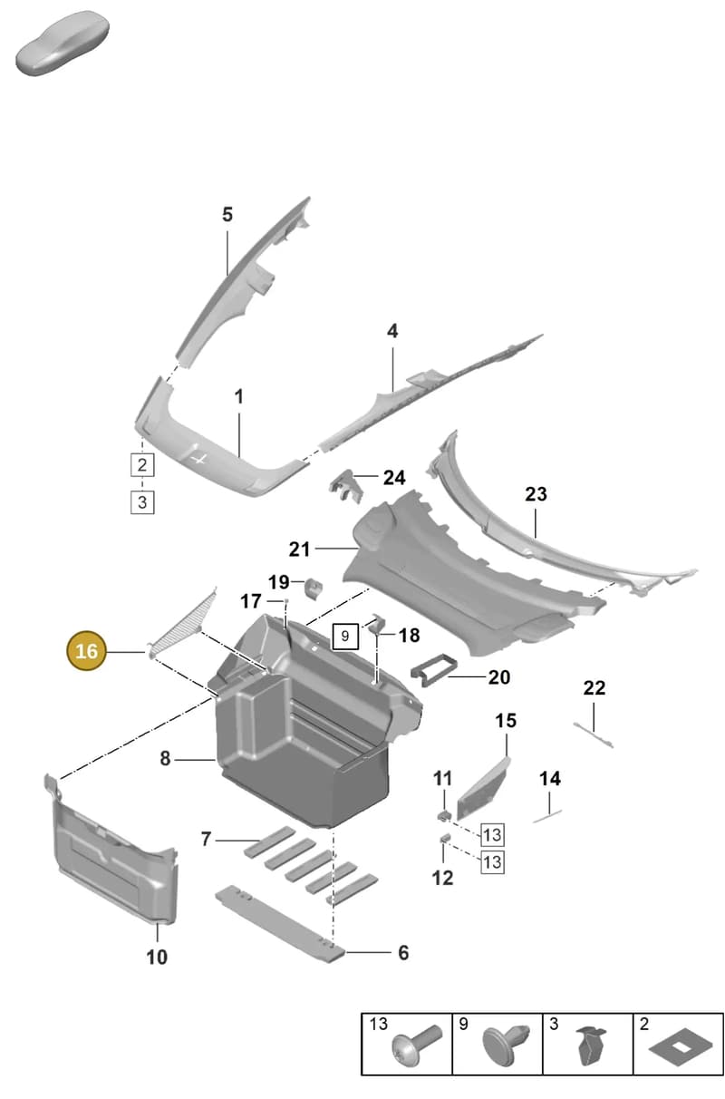 992863284A1E0 — Porsche 992 Sport Classic (2020-) diagram p57807000, position 16