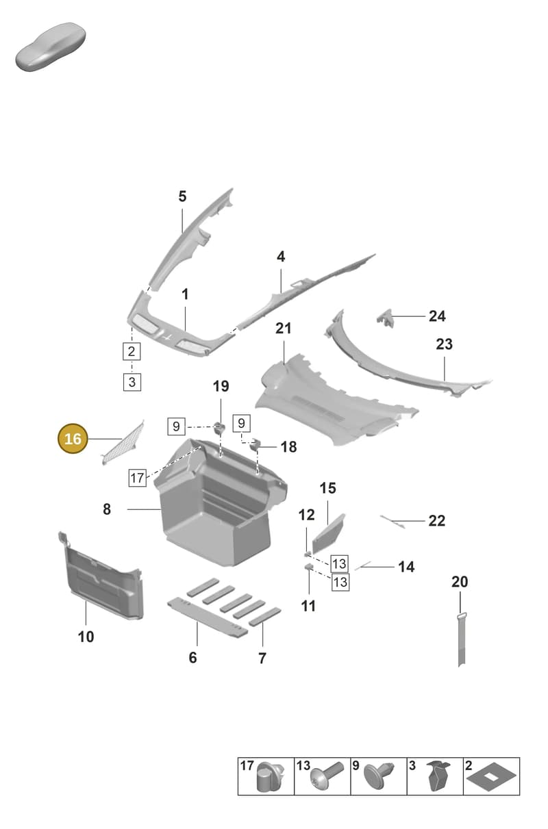 992863284A1E0 — Porsche GT3 RS (2021-) diagram p59807000, position 16