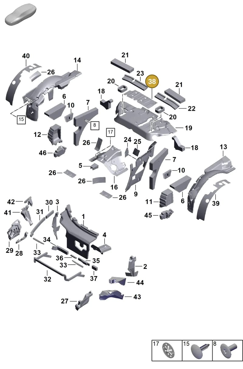 992863648A — Porsche 911 (2024-2025) diagram p63807445, position 38