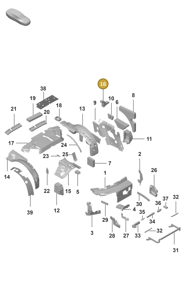 992863803A — Porsche 911 (2020-2022) diagram p53807800, position 16