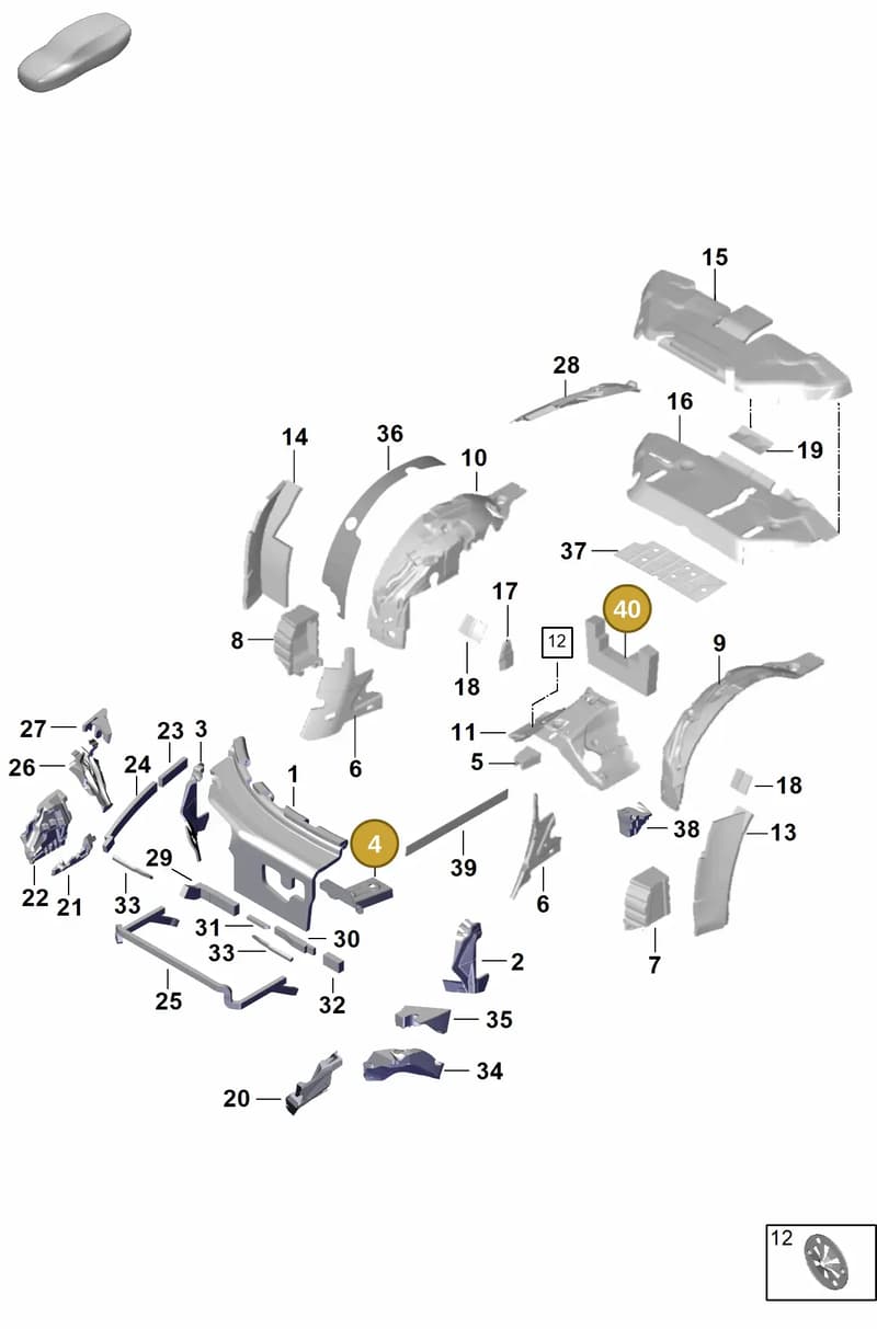 992864774B — Porsche 911 (2024-2025) diagram p63807450, position 4+40