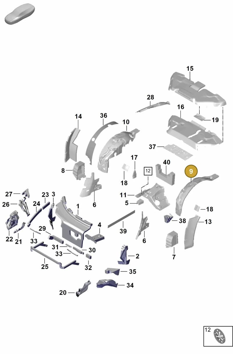 992864929B — Porsche 911 (2024-2025) diagram p63807450, position 9