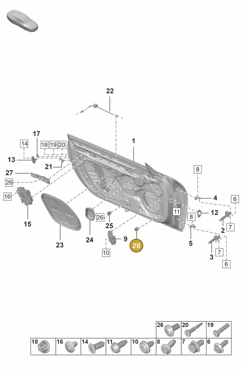 992867075 — Porsche 911 (2021-2022) diagram p53804000, position 28