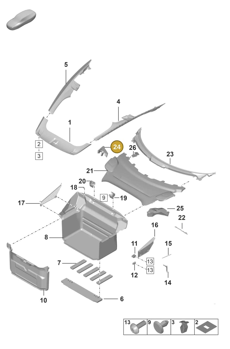 992867129A — Porsche 911 (2018-2024) diagram p53807000, position 24