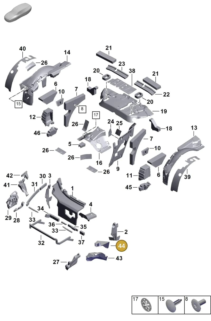 992867130A — Porsche 911 (2024-2025) diagram p63807445, position 44
