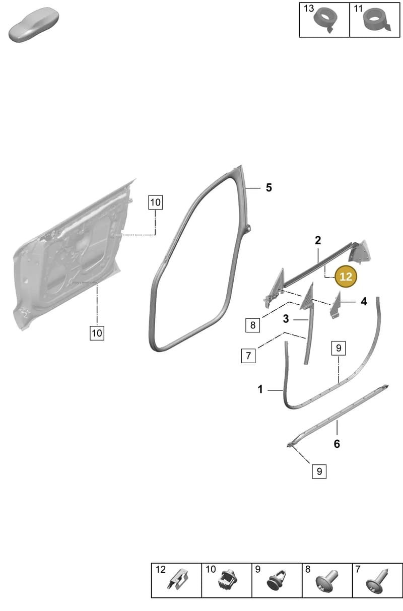 992867633A — Porsche Taycan Sport Turismo (2023-2025) diagram p64804100, position 12