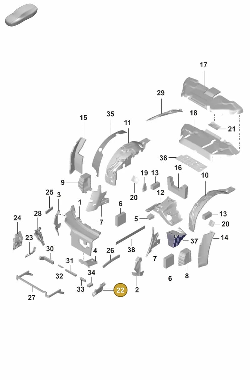 992867684A — Porsche 911 (2020-2022) diagram p53807810, position 22