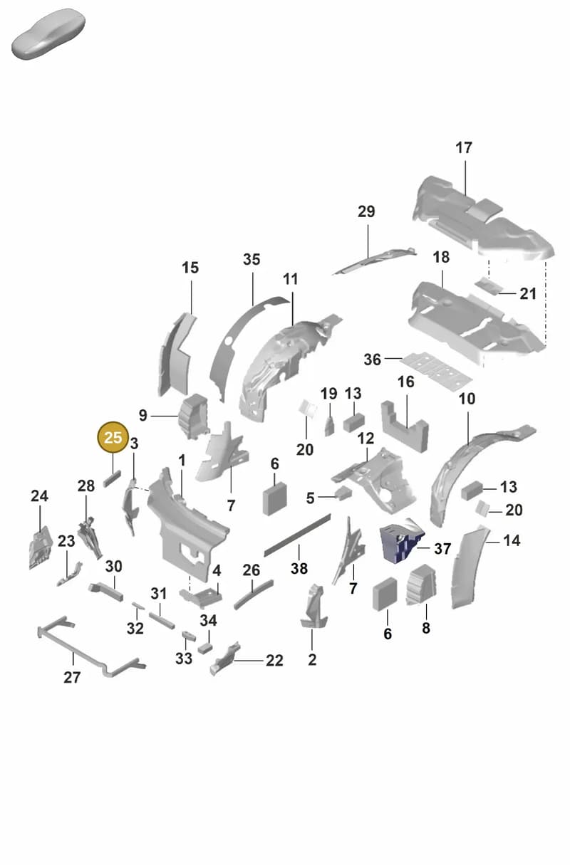 992867890A — Porsche 911 (2020-2022) diagram p53807810, position 25