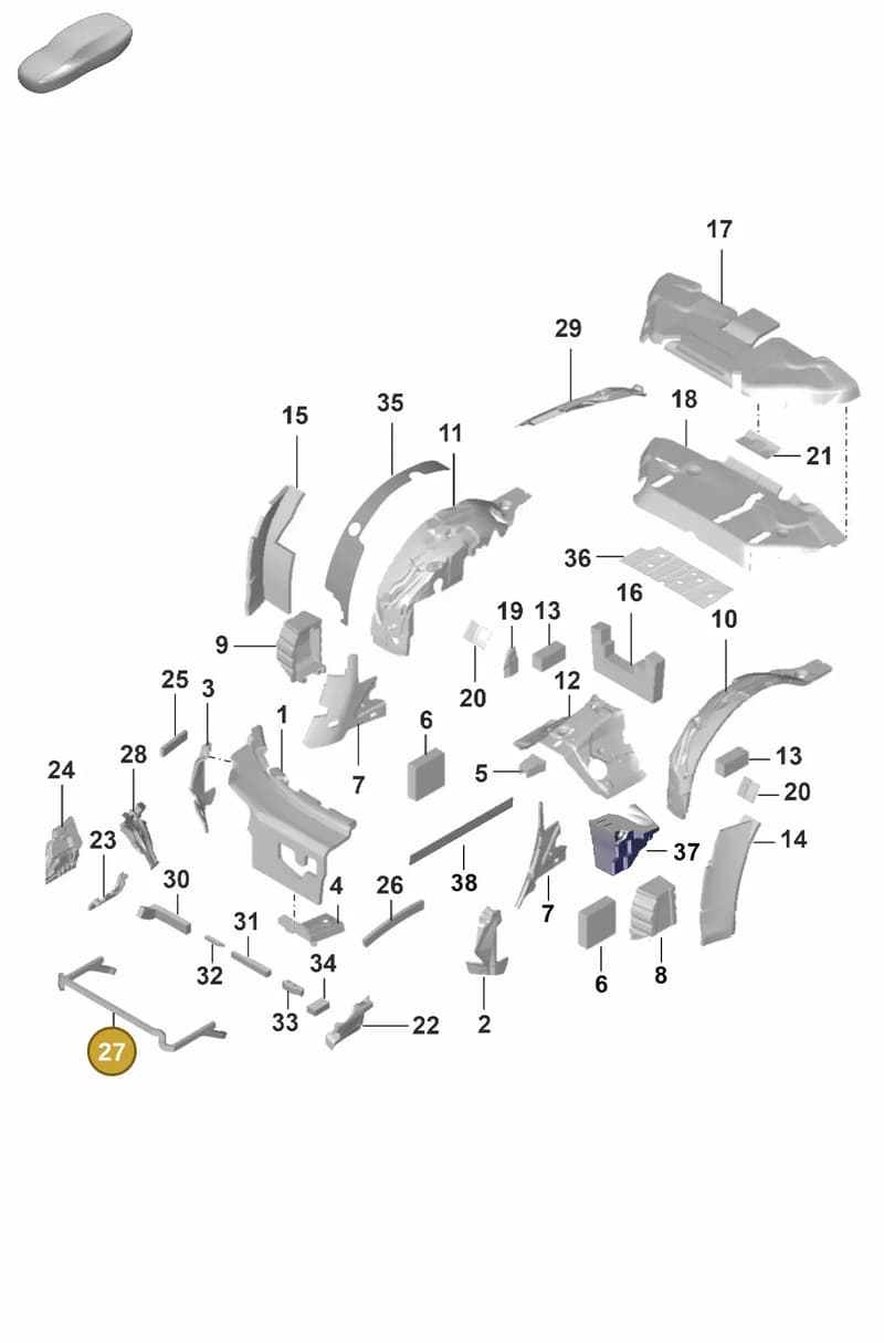 992867897A — Porsche 911 (2020-2022) diagram p53807810, position 27