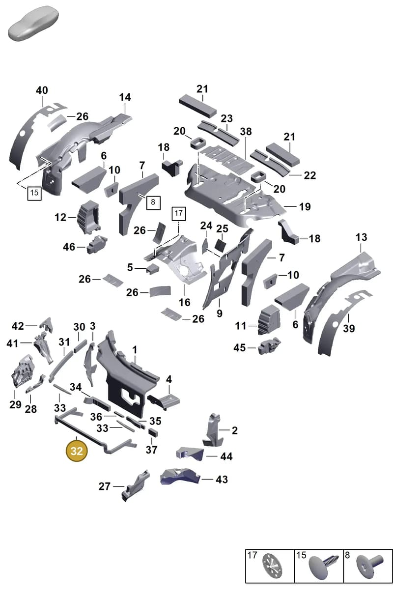 992867897A — Porsche 911 (2024-2025) diagram p63807445, position 32