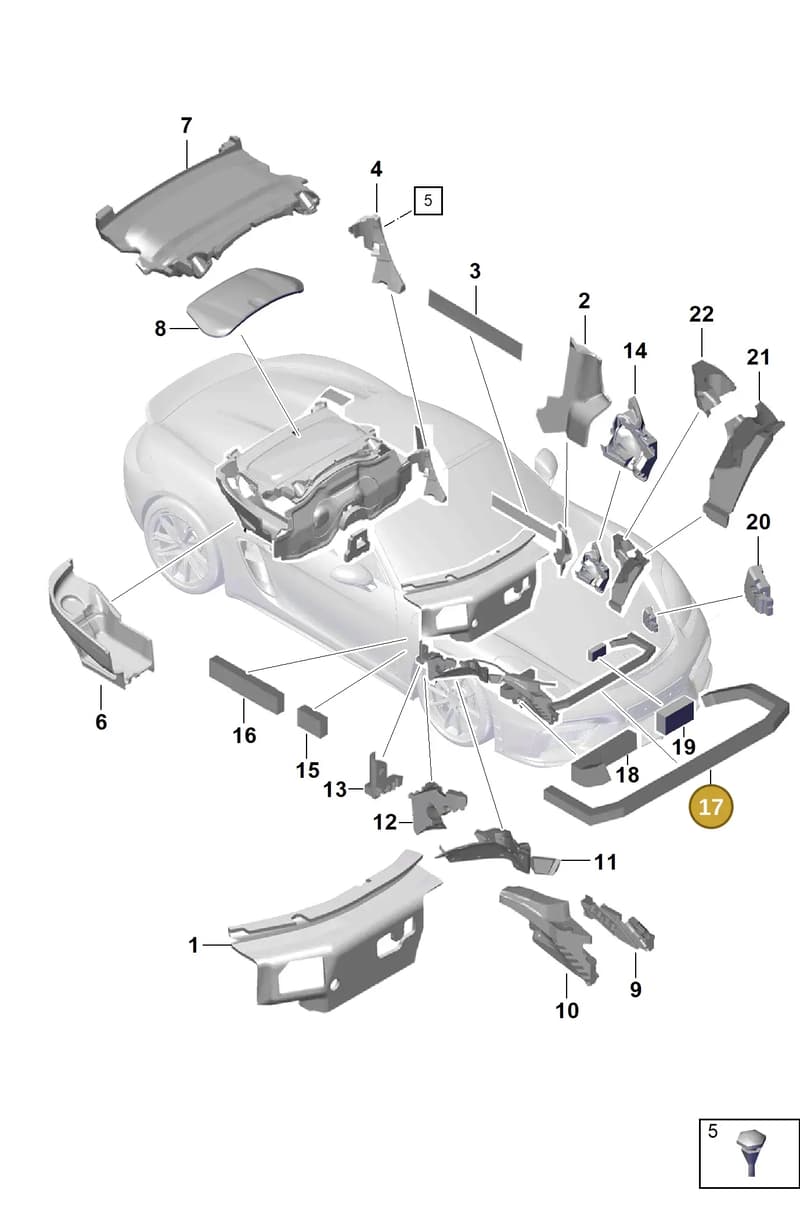 992868283A — Porsche Boxster Spyder (2019-2020) diagram p54807800, position 17