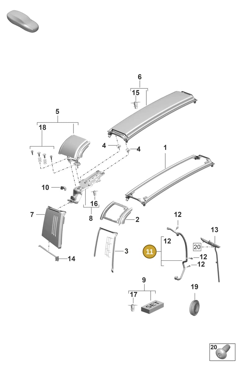 992871711 — Porsche 911 (2018-2024) diagram p53811410, position 11