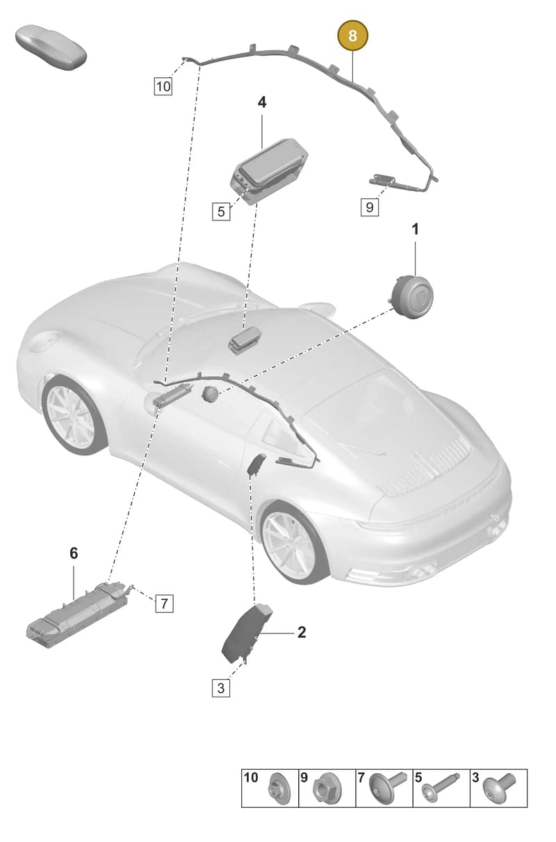 992880741E — Porsche 911 (2020-2022) diagram p53812050, position 8