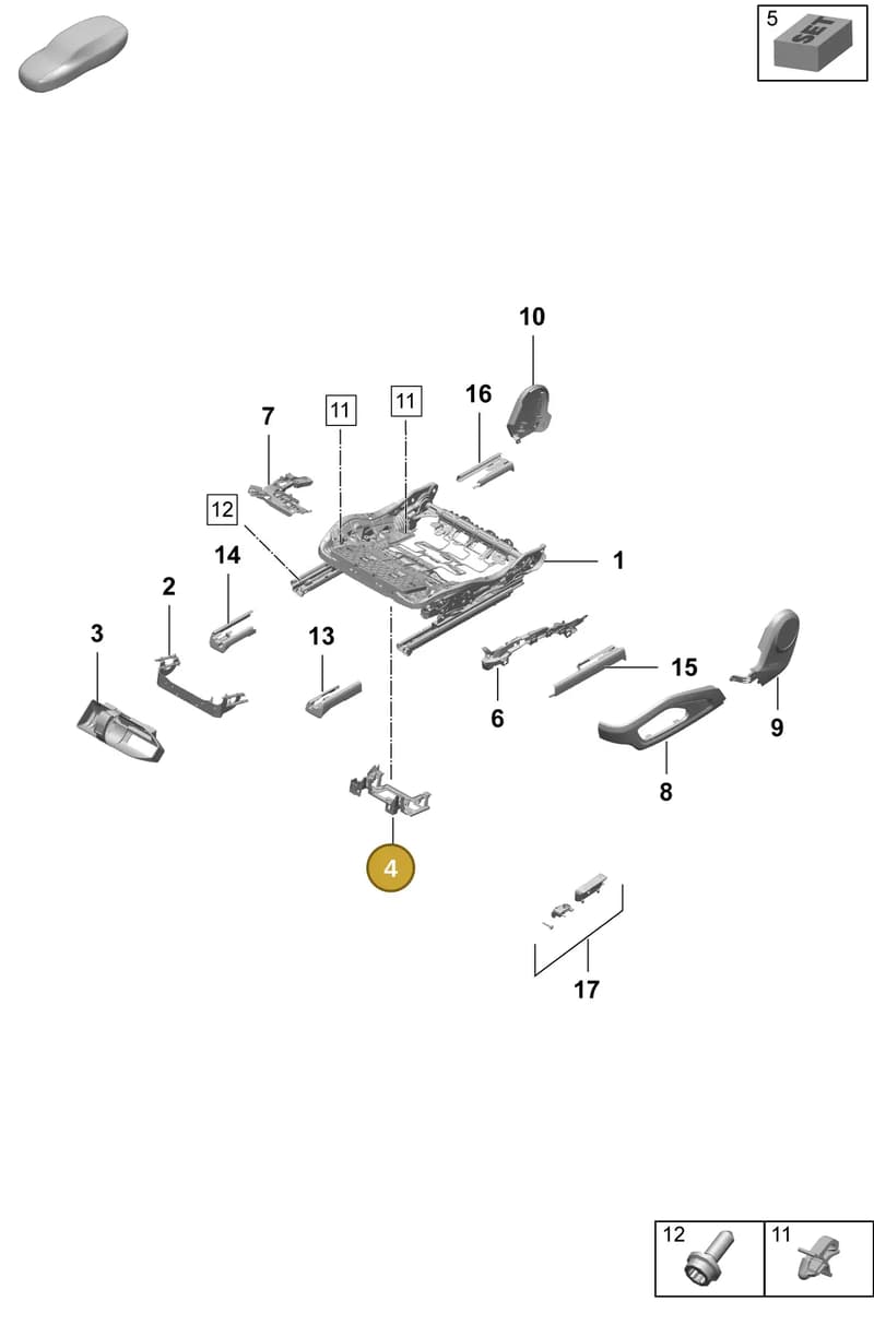 992881547A — Porsche Taycan Sport Turismo (2023-2025) diagram p64817100, position 4