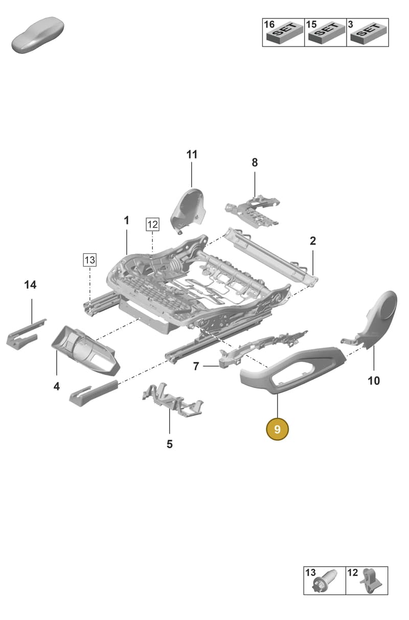 992882523OS8 — Porsche GT3 RS (2021-) diagram p53817100, position 9
