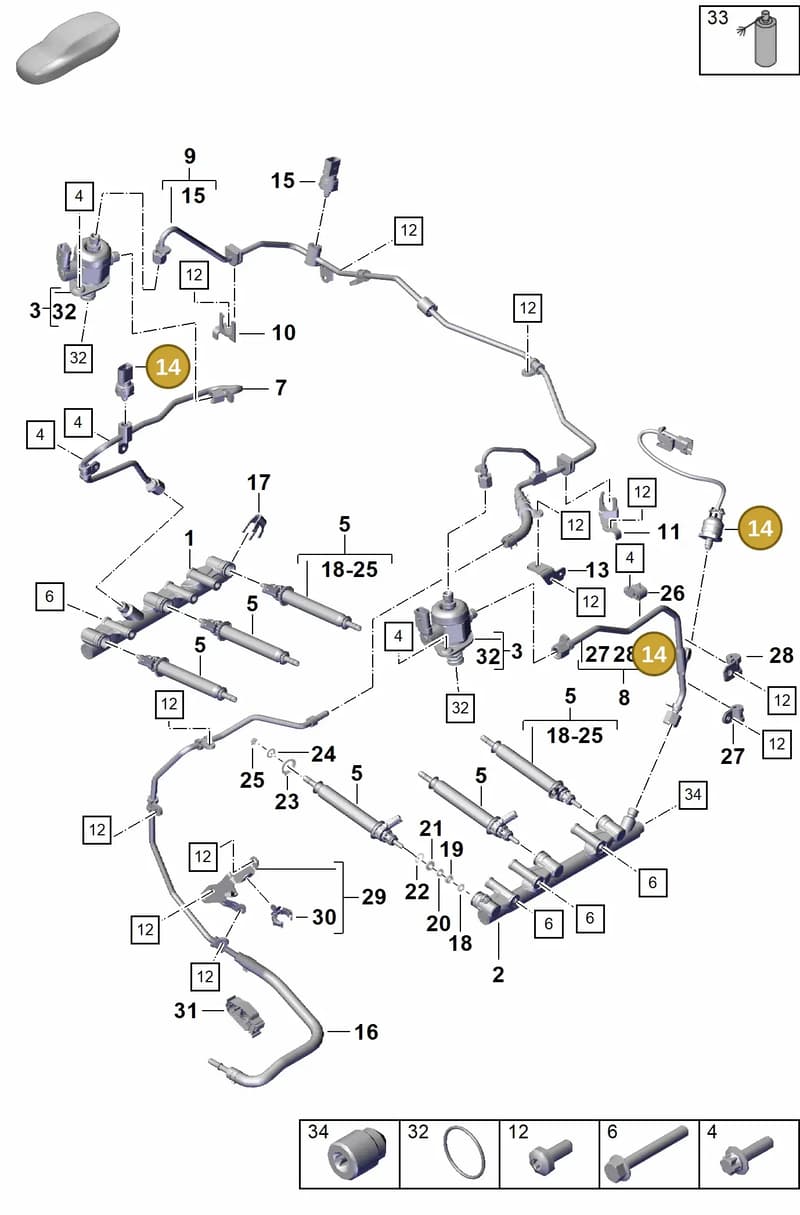 992906051A — Porsche Boxster Spyder (2019-2020) diagram p55107000, position 14