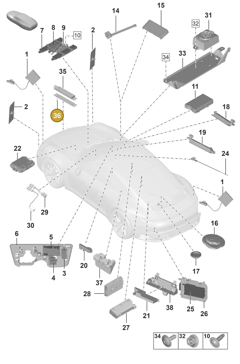 992907231 — Porsche 911 (2018-2024) diagram p53912000, position 36