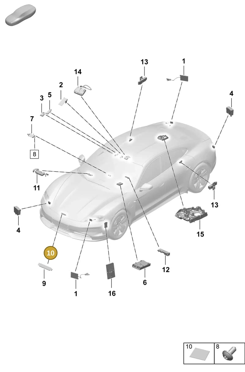992907231 — Porsche Taycan Sport Turismo (2023-2025) diagram p64911200, position 10