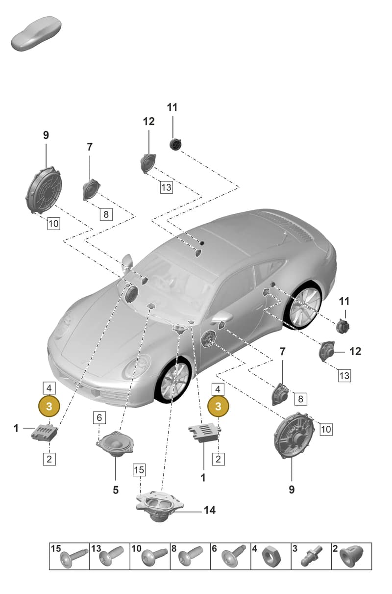 992907435A — Porsche 911 (2018-2024) diagram p53911050, position 3