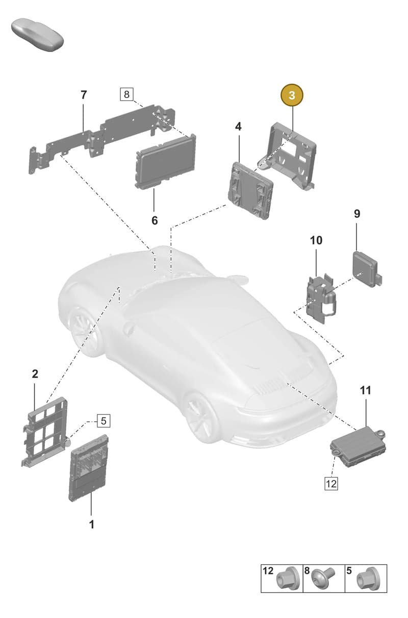 992907461A — Porsche 911 (2018-2024) diagram p53901040, position 3